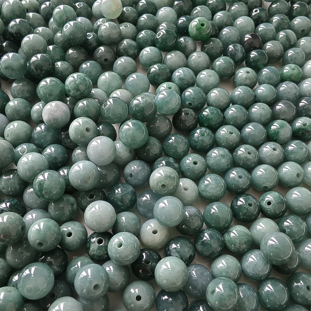 DDP 25pcs 8mm Natural Certificated Type A Blue Guatemalan Jadeite Round Beads