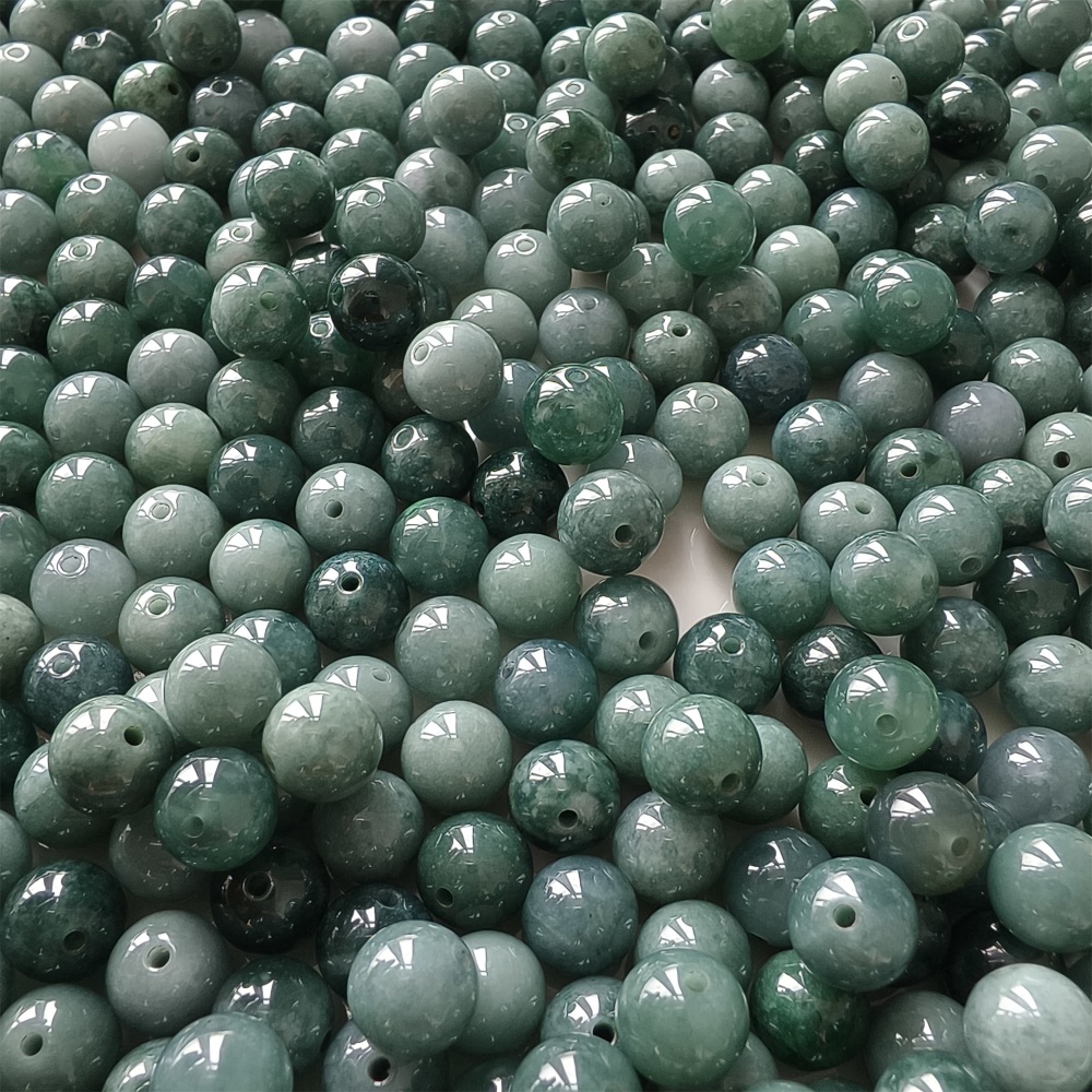 DDP 25pcs 8mm Natural Certificated Type A Blue Guatemalan Jadeite Round Beads