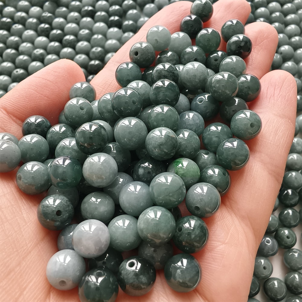 DDP 25pcs 8mm Natural Certificated Type A Blue Guatemalan Jadeite Round Beads