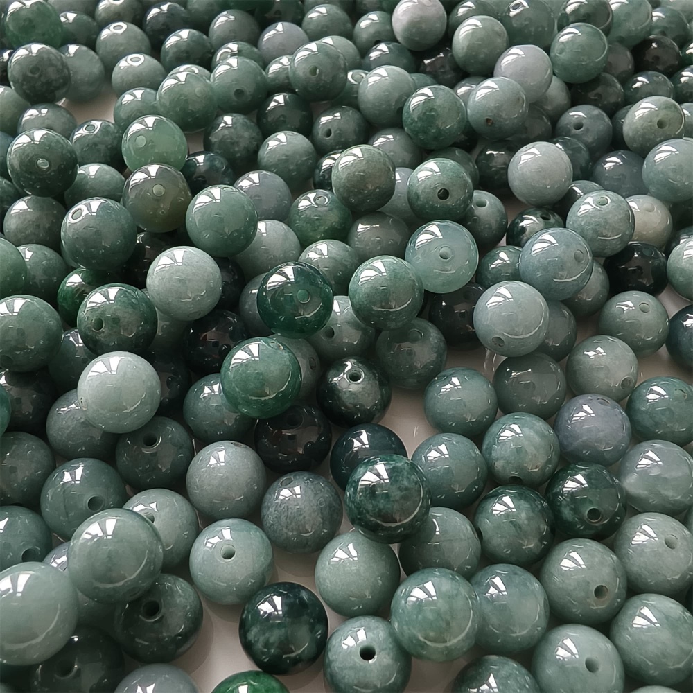 DDP 25pcs 8mm Natural Certificated Type A Blue Guatemalan Jadeite Round Beads