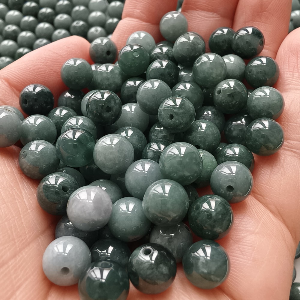 DDP 25pcs 8mm Natural Certificated Type A Blue Guatemalan Jadeite Round Beads