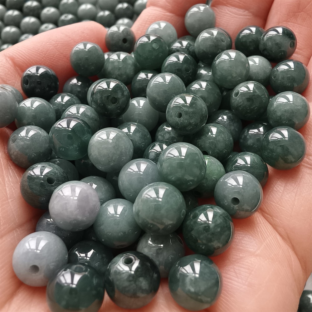DDP 25pcs 8mm Natural Certificated Type A Blue Guatemalan Jadeite Round Beads