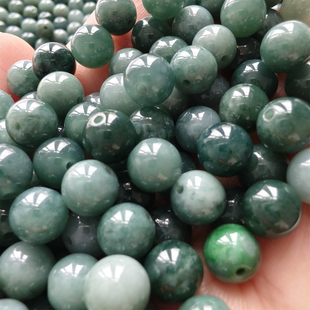 DDP 25pcs 8mm Natural Certificated Type A Blue Guatemalan Jadeite Round Beads