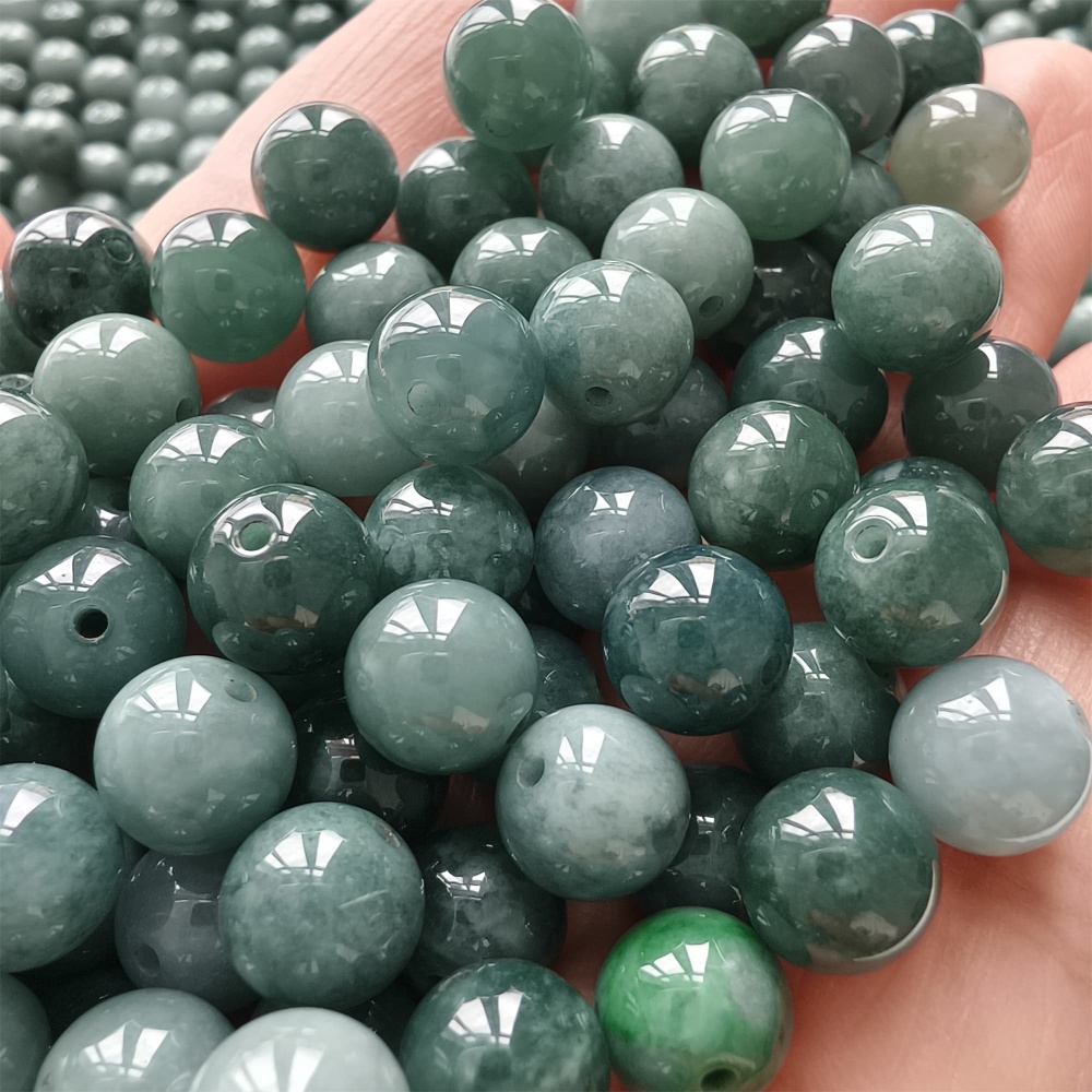 DDP 25pcs 8mm Natural Certificated Type A Blue Guatemalan Jadeite Round Beads