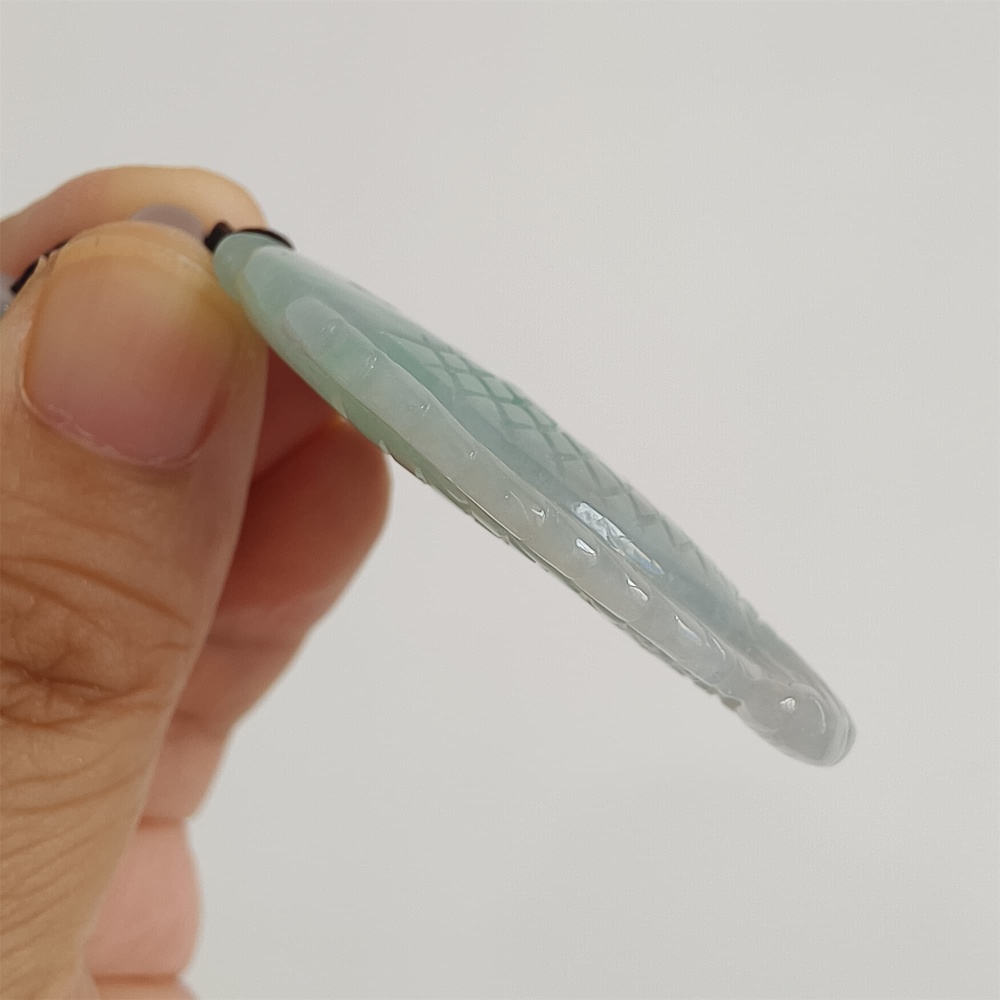 DDP 48mm Natural Certificated Type A Icy Green Burmese Jadeite Double Fish Pendant