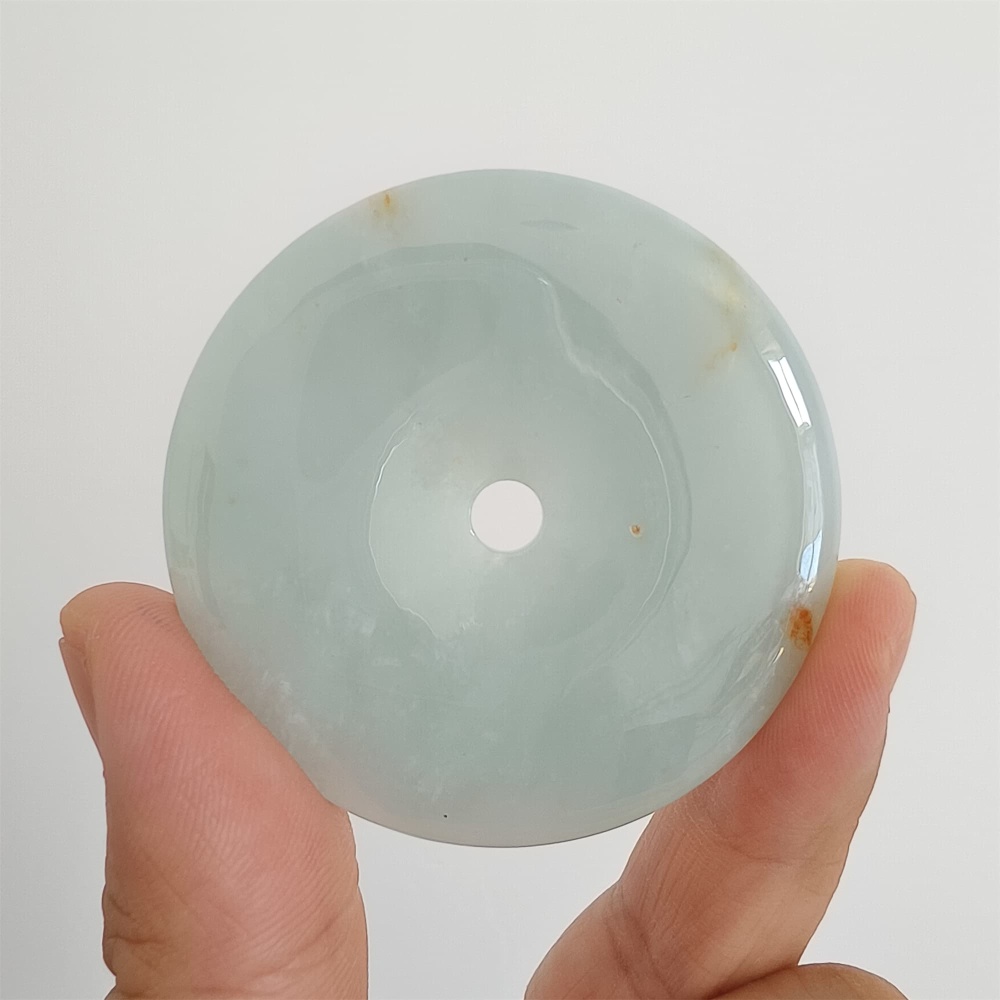 DDP 51mm Unique Natural Certificated Type A Untreated Icy Green Burmese Jadeite Safety Buckle Pendants