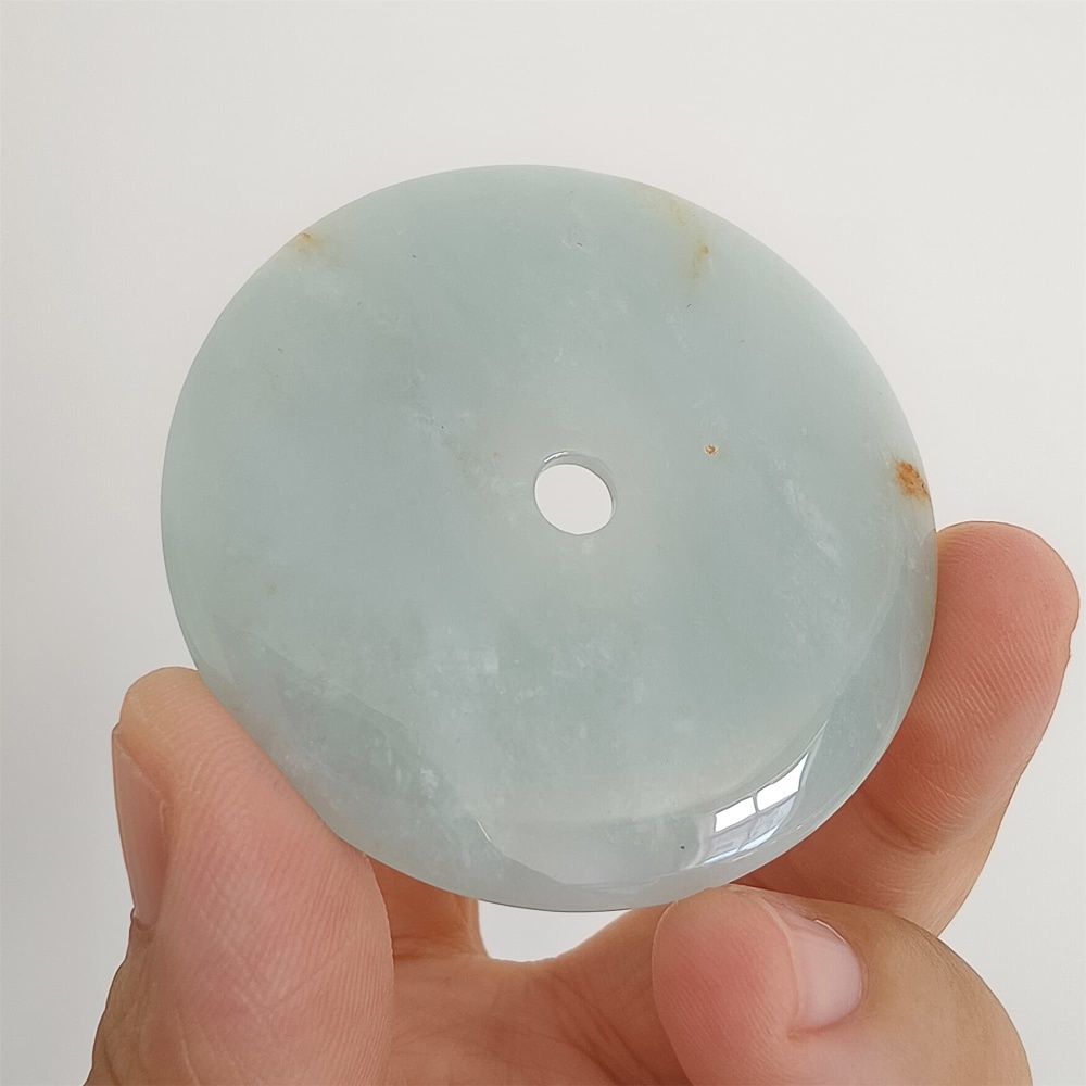 DDP 51mm Unique Natural Certificated Type A Untreated Icy Green Burmese Jadeite Safety Buckle Pendants