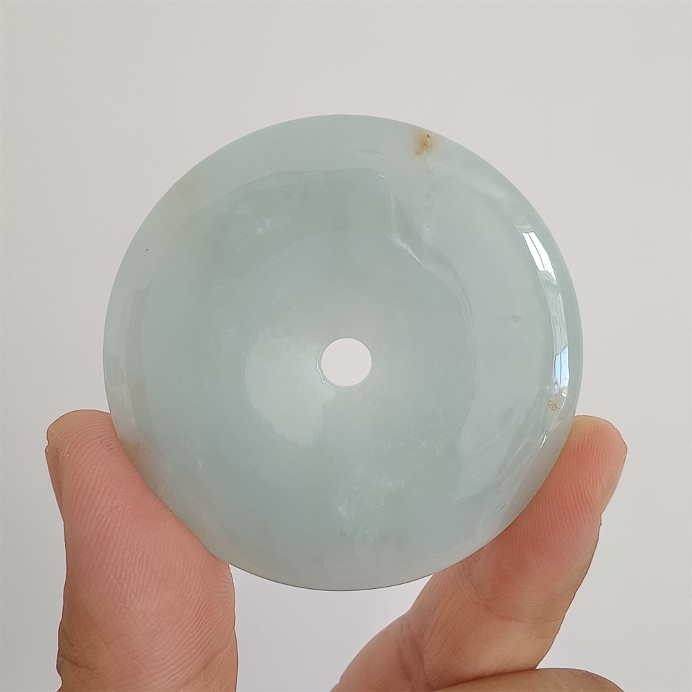DDP 51mm Unique Natural Certificated Type A Untreated Icy Green Burmese Jadeite Safety Buckle Pendants