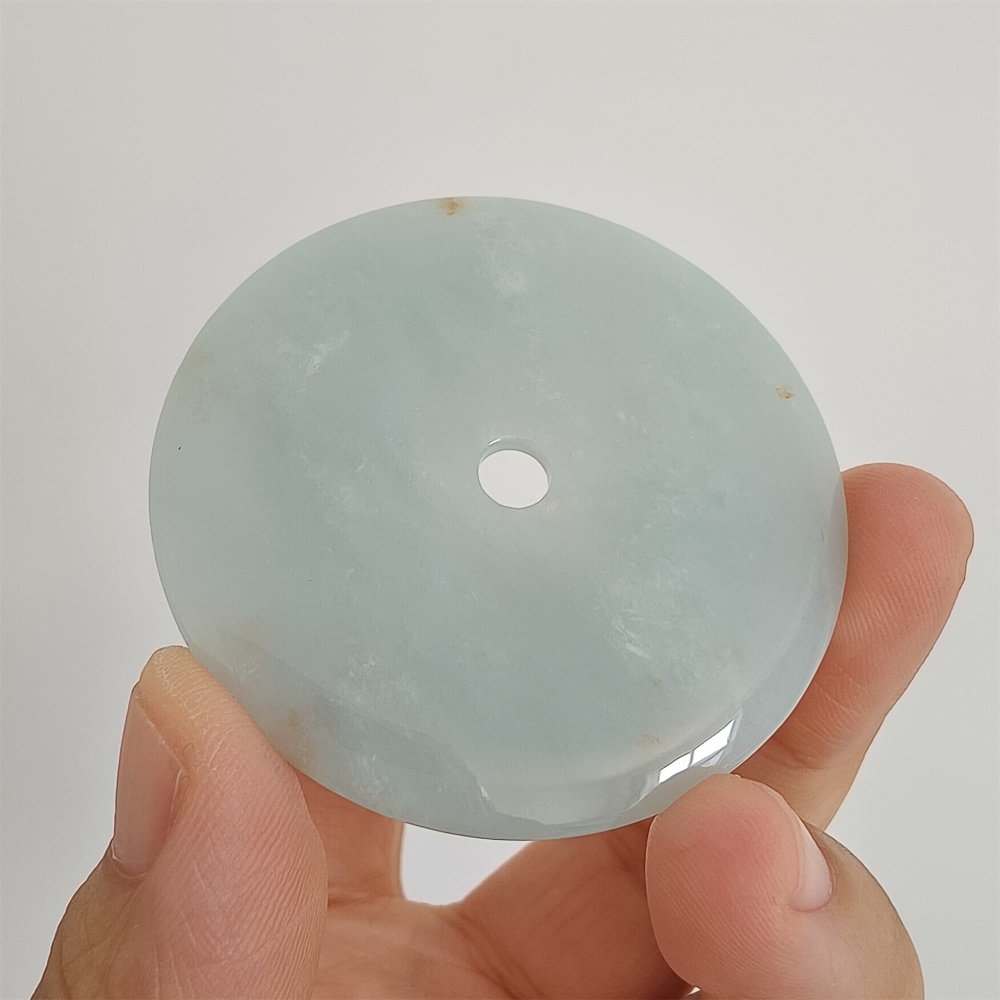 DDP 51mm Unique Natural Certificated Type A Untreated Icy Green Burmese Jadeite Safety Buckle Pendants
