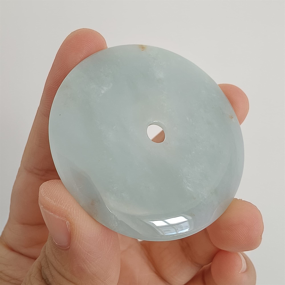 DDP 51mm Unique Natural Certificated Type A Untreated Icy Green Burmese Jadeite Safety Buckle Pendants