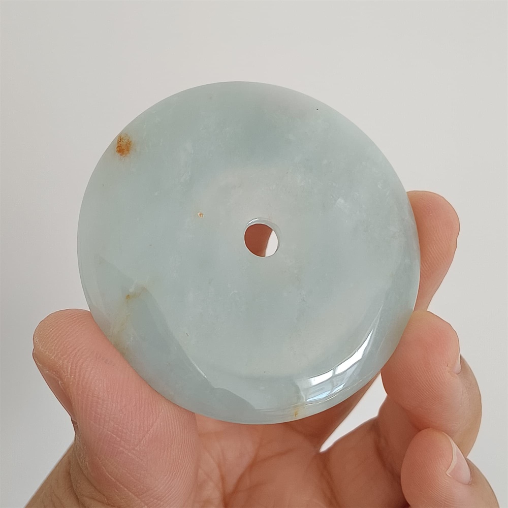 DDP 51mm Unique Natural Certificated Type A Untreated Icy Green Burmese Jadeite Safety Buckle Pendants
