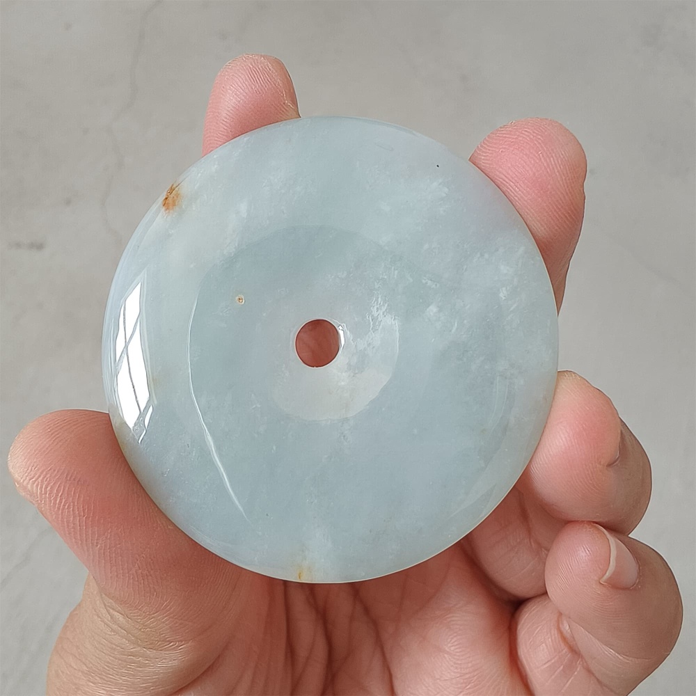 DDP 51mm Unique Natural Certificated Type A Untreated Icy Green Burmese Jadeite Safety Buckle Pendants