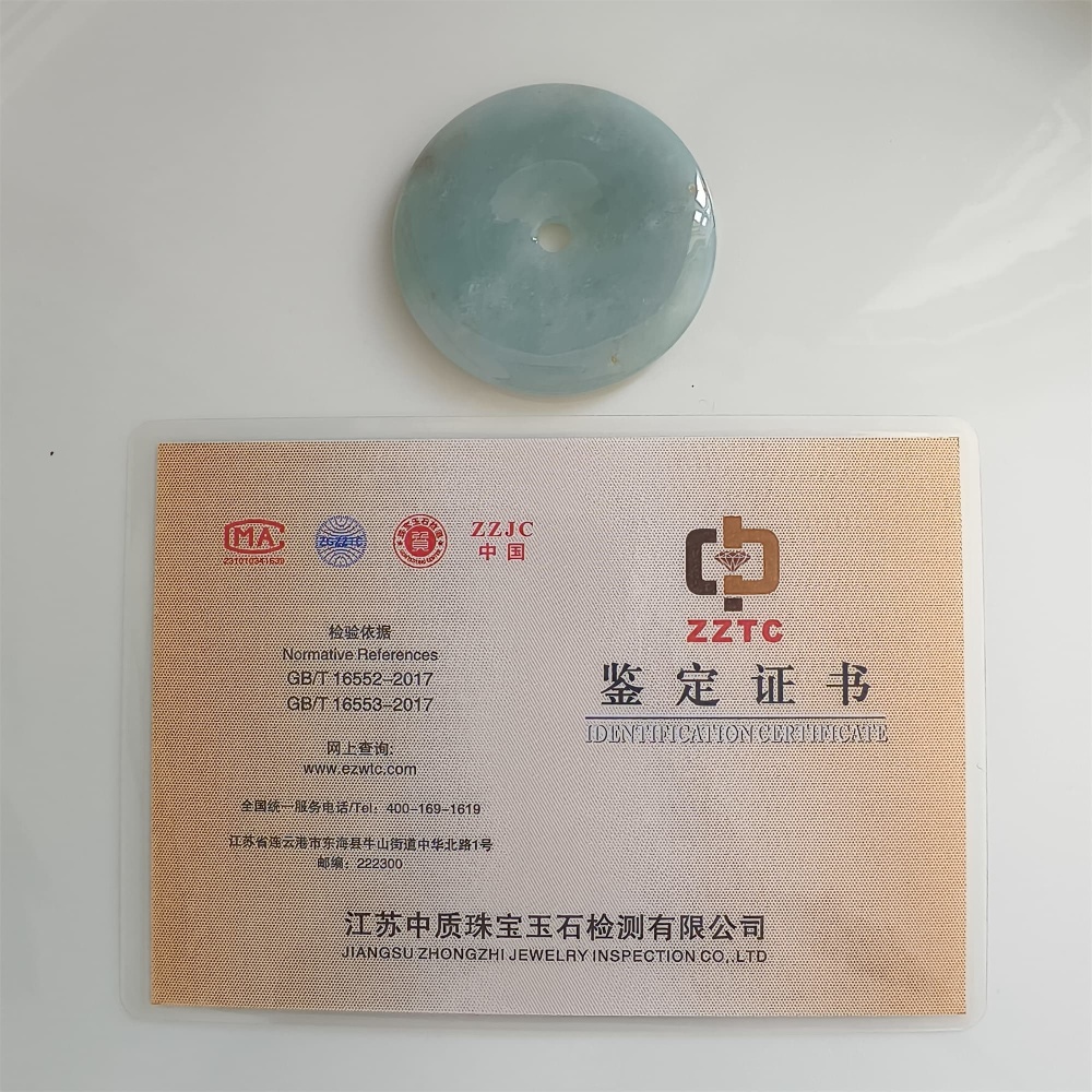 DDP 51mm Unique Natural Certificated Type A Untreated Icy Green Burmese Jadeite Safety Buckle Pendants