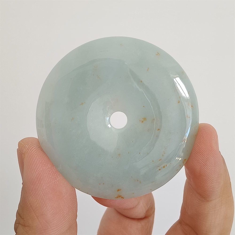 DDP 51mm Unique Natural Certificated Type A Untreated Icy Green Burmese Jadeite Safety Buckle Pendants