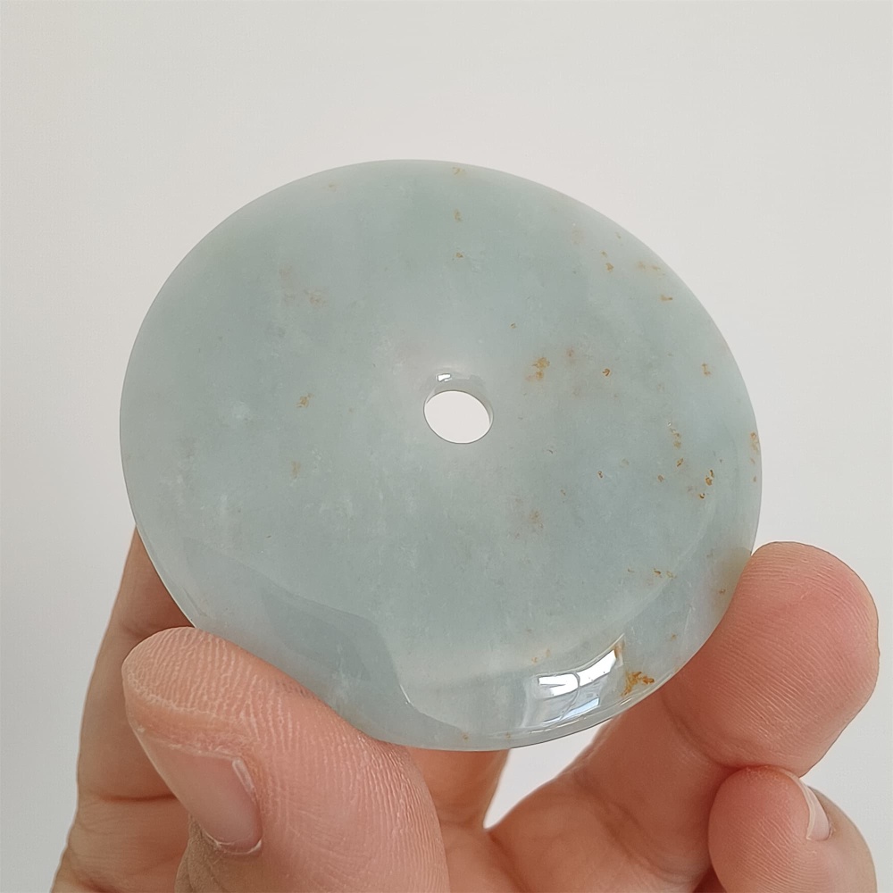 DDP 51mm Unique Natural Certificated Type A Untreated Icy Green Burmese Jadeite Safety Buckle Pendants