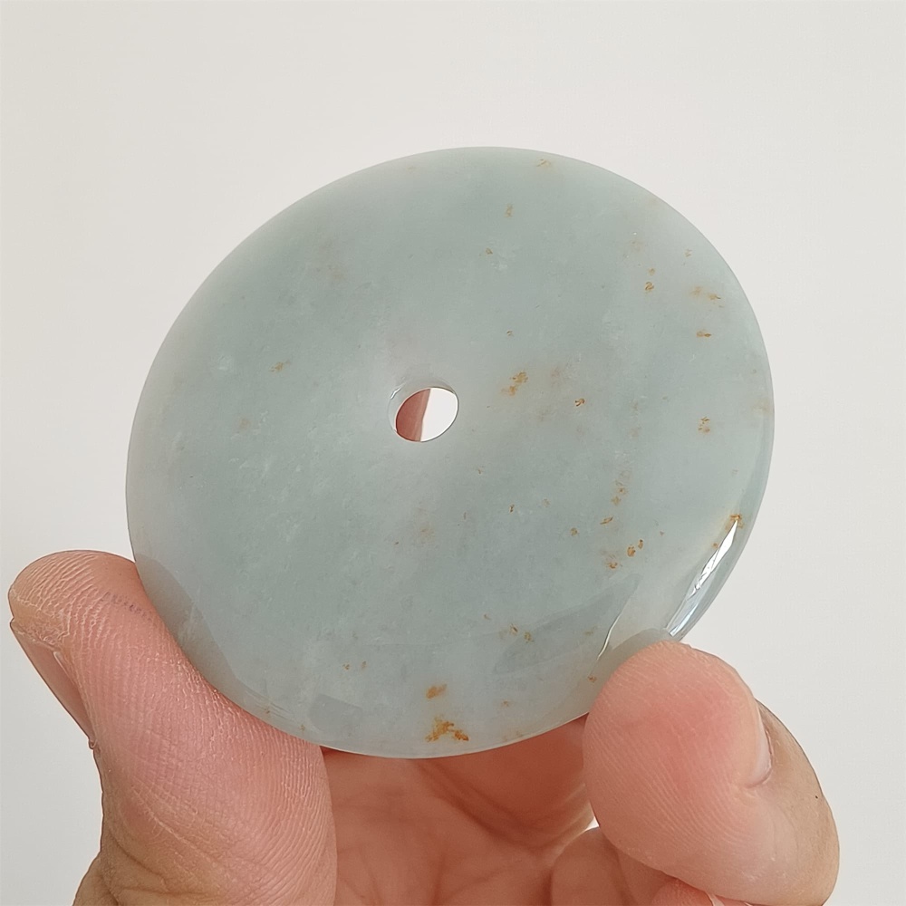 DDP 51mm Unique Natural Certificated Type A Untreated Icy Green Burmese Jadeite Safety Buckle Pendants