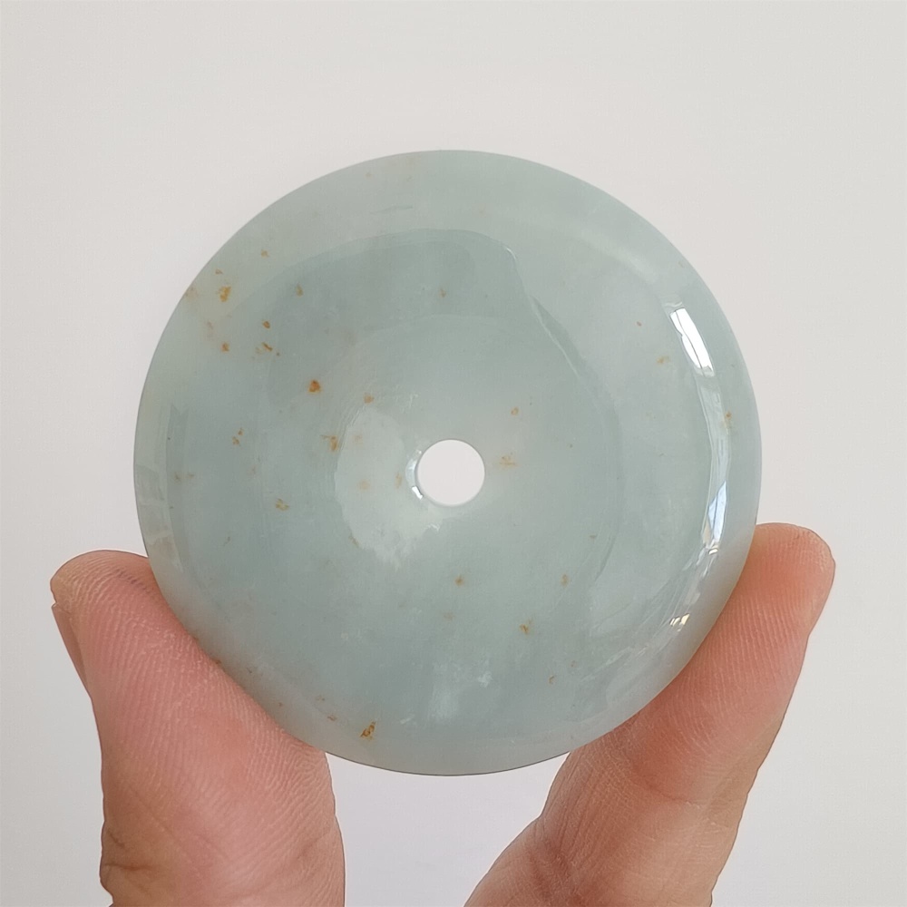 DDP 51mm Unique Natural Certificated Type A Untreated Icy Green Burmese Jadeite Safety Buckle Pendants