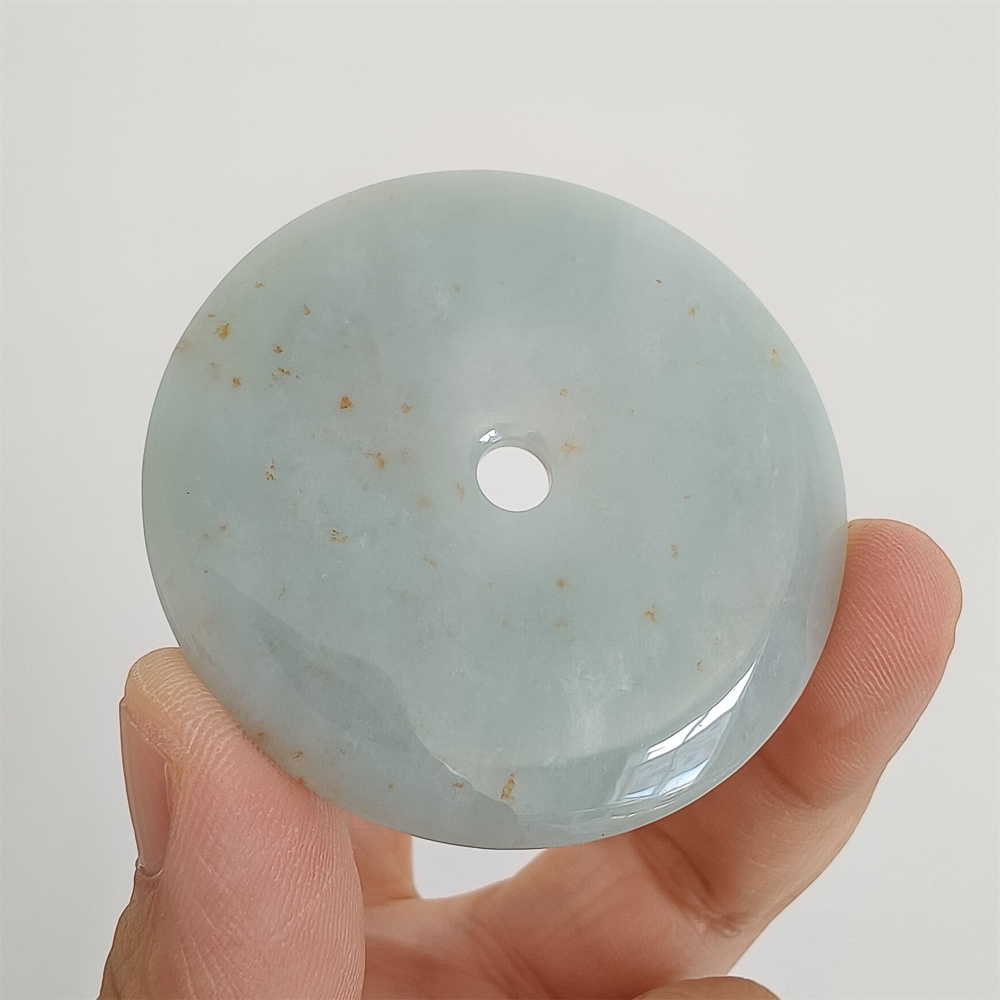 DDP 51mm Unique Natural Certificated Type A Untreated Icy Green Burmese Jadeite Safety Buckle Pendants