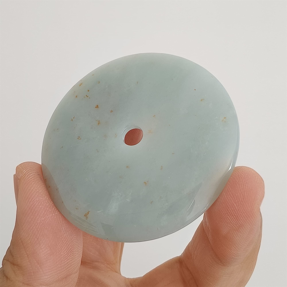 DDP 51mm Unique Natural Certificated Type A Untreated Icy Green Burmese Jadeite Safety Buckle Pendants