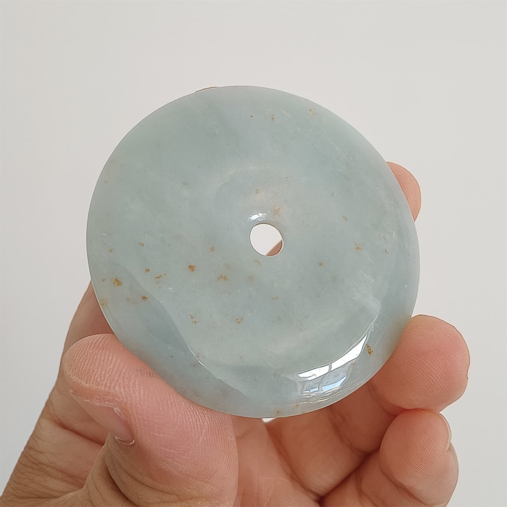 DDP 51mm Unique Natural Certificated Type A Untreated Icy Green Burmese Jadeite Safety Buckle Pendants