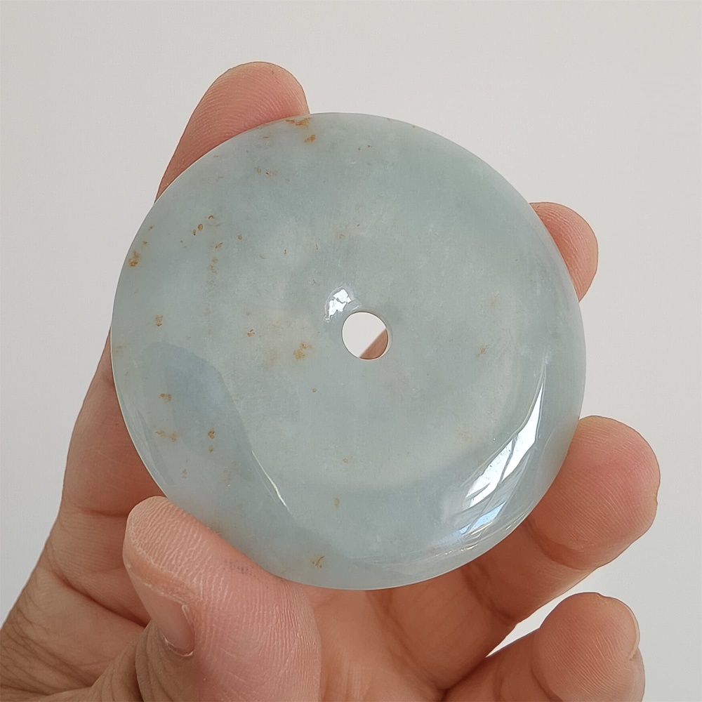 DDP 51mm Unique Natural Certificated Type A Untreated Icy Green Burmese Jadeite Safety Buckle Pendants