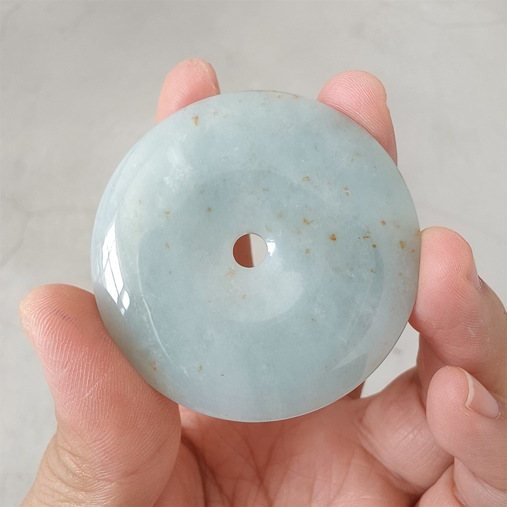 DDP 51mm Unique Natural Certificated Type A Untreated Icy Green Burmese Jadeite Safety Buckle Pendants