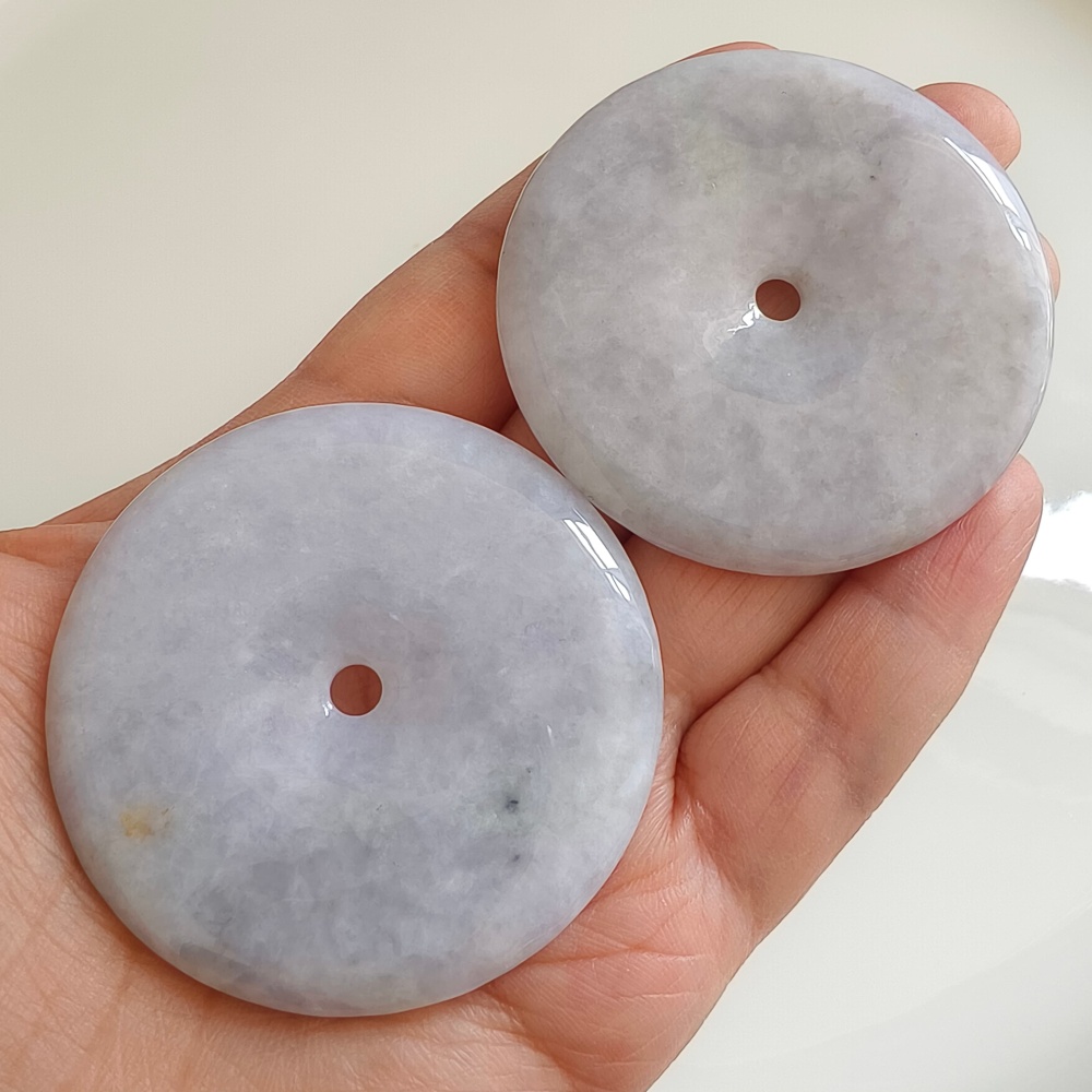 DDP 55-55.5mm Unique Natural Certificated Type A Untreated Icy Lavender Burmese Jadeite Safety Buckle Pendants