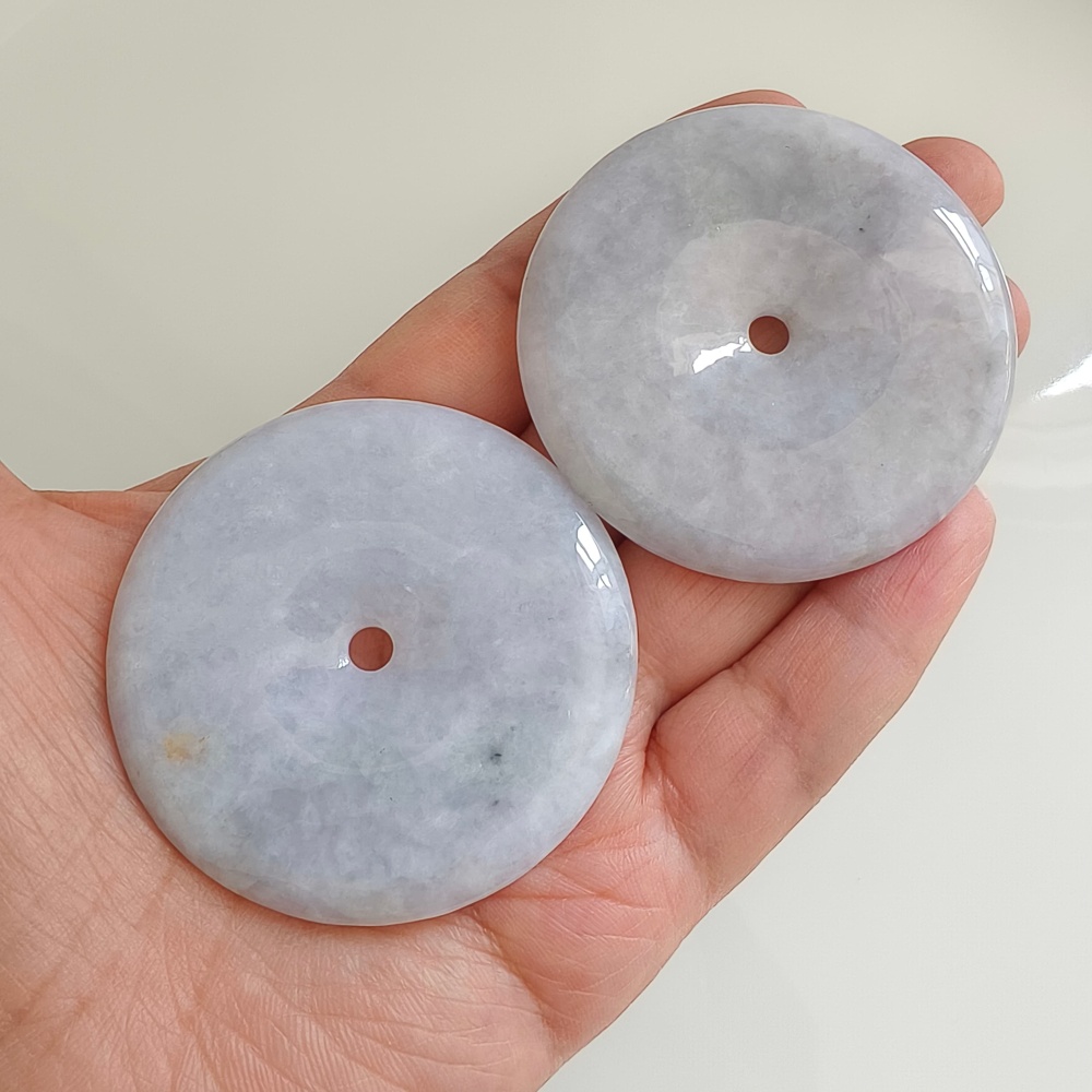 DDP 55-55.5mm Unique Natural Certificated Type A Untreated Icy Lavender Burmese Jadeite Safety Buckle Pendants