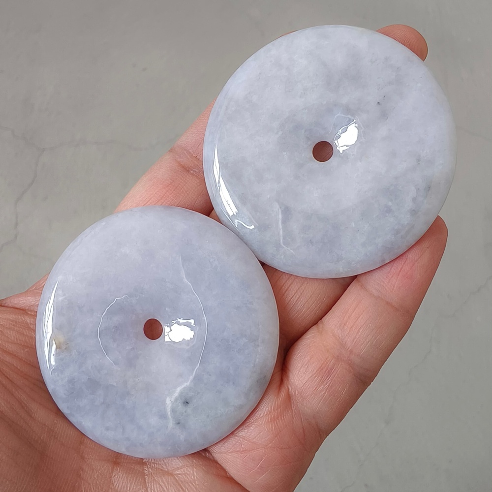 DDP 55-55.5mm Unique Natural Certificated Type A Untreated Icy Lavender Burmese Jadeite Safety Buckle Pendants