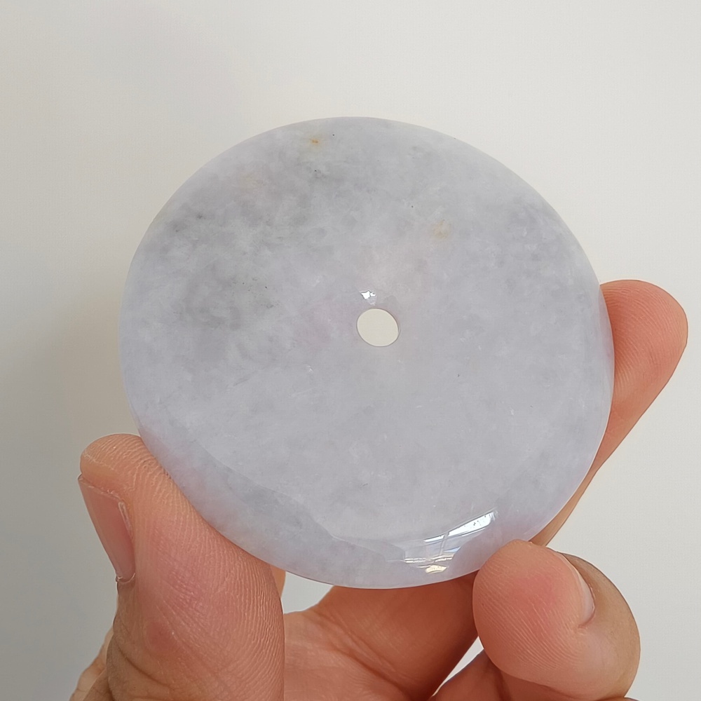 DDP 55-55.5mm Unique Natural Certificated Type A Untreated Icy Lavender Burmese Jadeite Safety Buckle Pendants