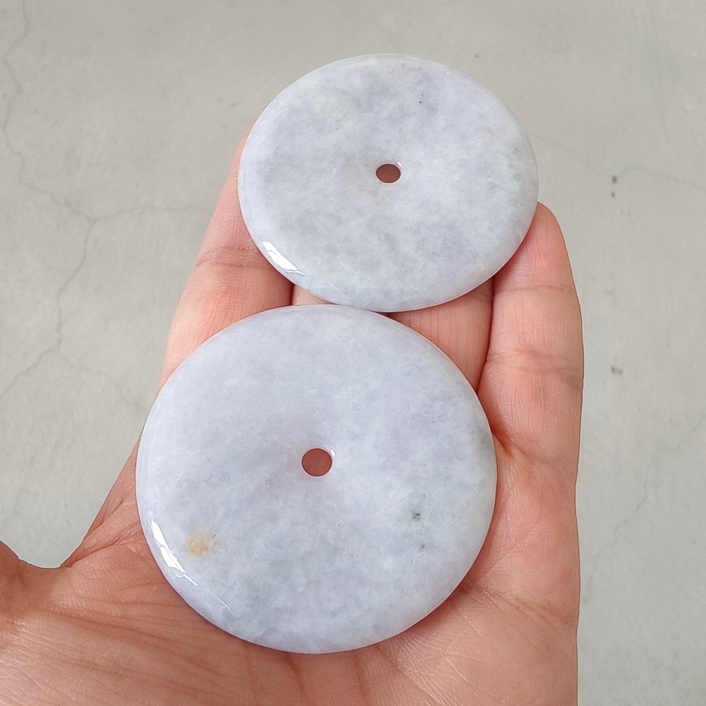 DDP 55-55.5mm Unique Natural Certificated Type A Untreated Icy Lavender Burmese Jadeite Safety Buckle Pendants