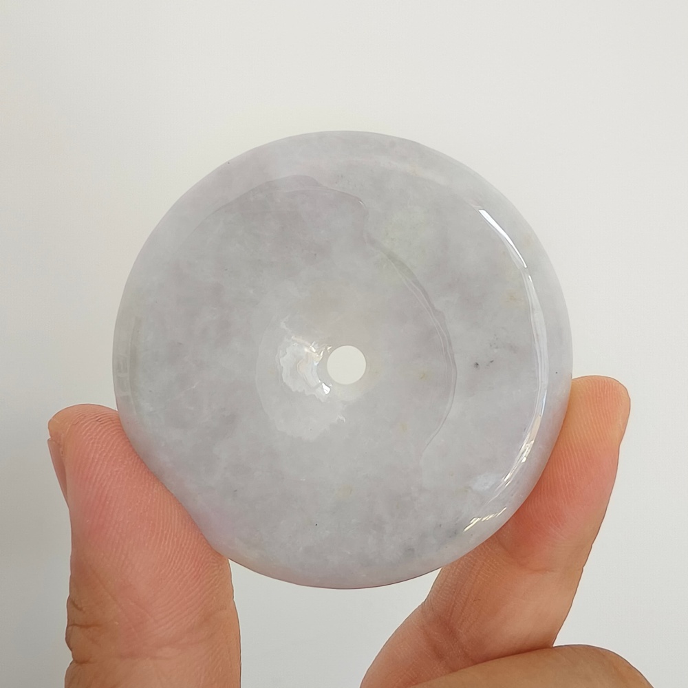 DDP 55-55.5mm Unique Natural Certificated Type A Untreated Icy Lavender Burmese Jadeite Safety Buckle Pendants