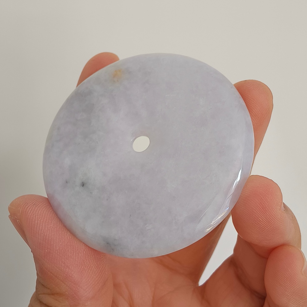 DDP 55-55.5mm Unique Natural Certificated Type A Untreated Icy Lavender Burmese Jadeite Safety Buckle Pendants