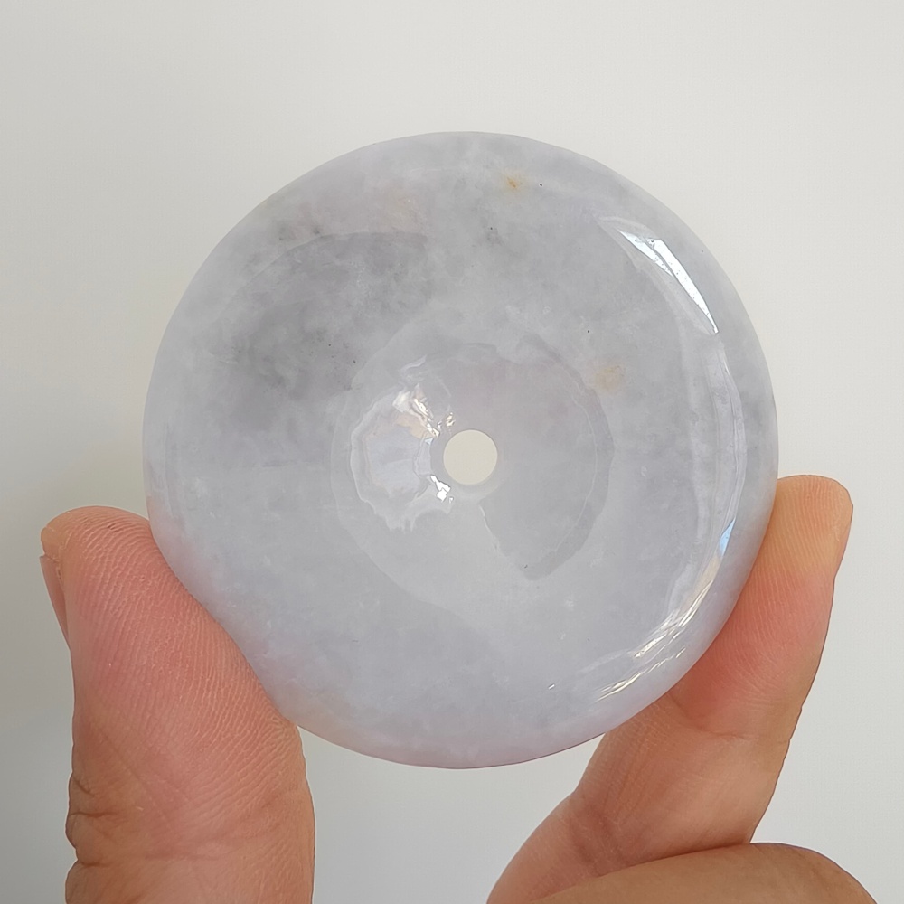 DDP 55-55.5mm Unique Natural Certificated Type A Untreated Icy Lavender Burmese Jadeite Safety Buckle Pendants