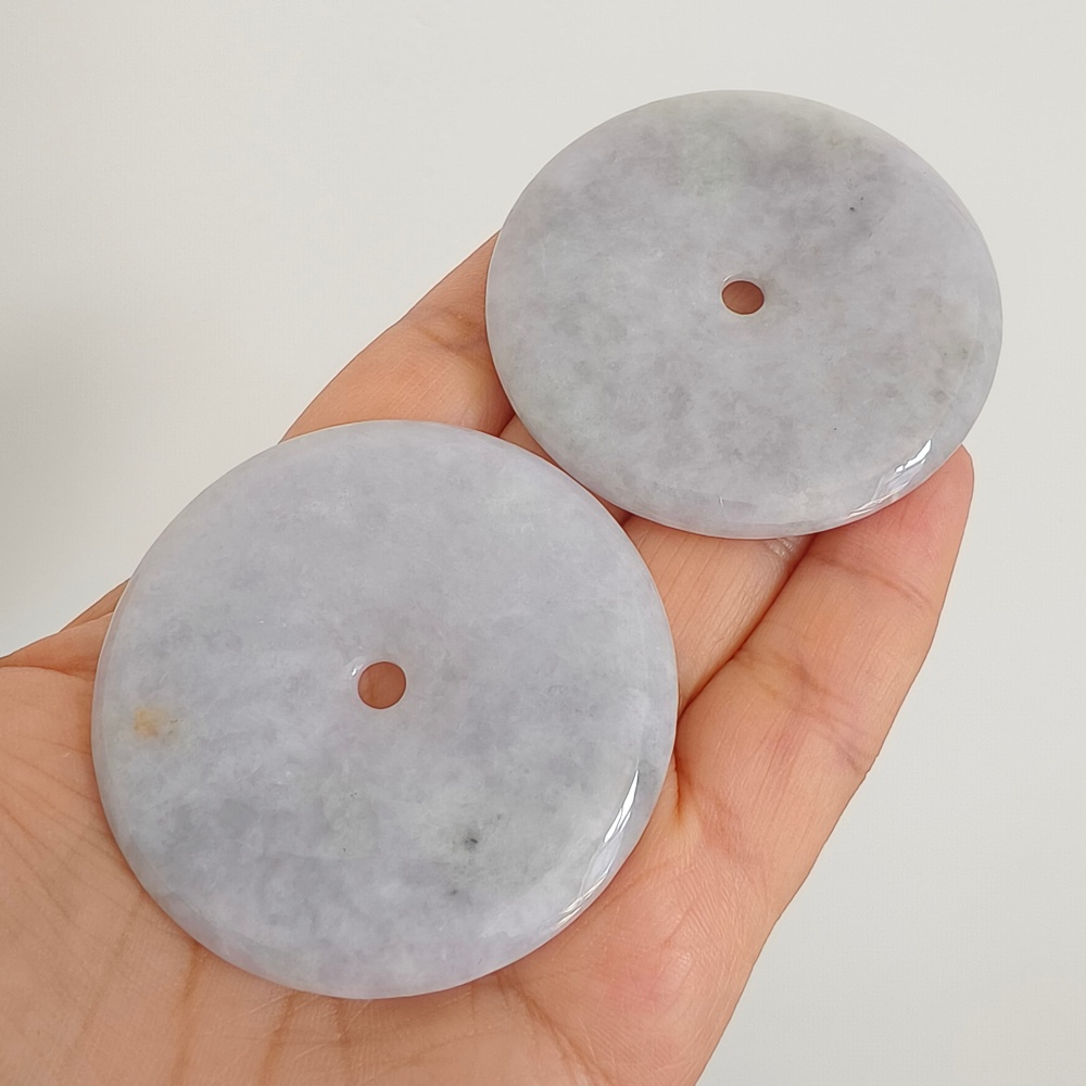 DDP 55-55.5mm Unique Natural Certificated Type A Untreated Icy Lavender Burmese Jadeite Safety Buckle Pendants