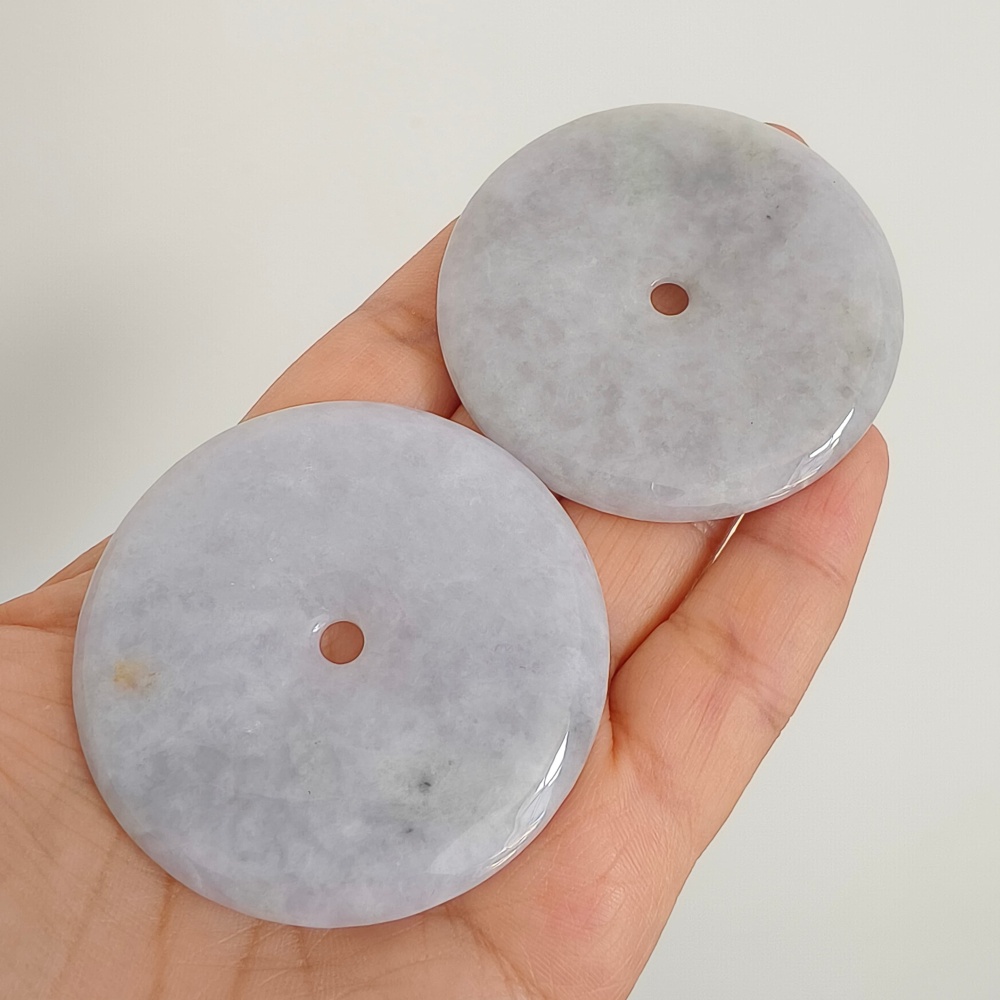 DDP 55-55.5mm Unique Natural Certificated Type A Untreated Icy Lavender Burmese Jadeite Safety Buckle Pendants