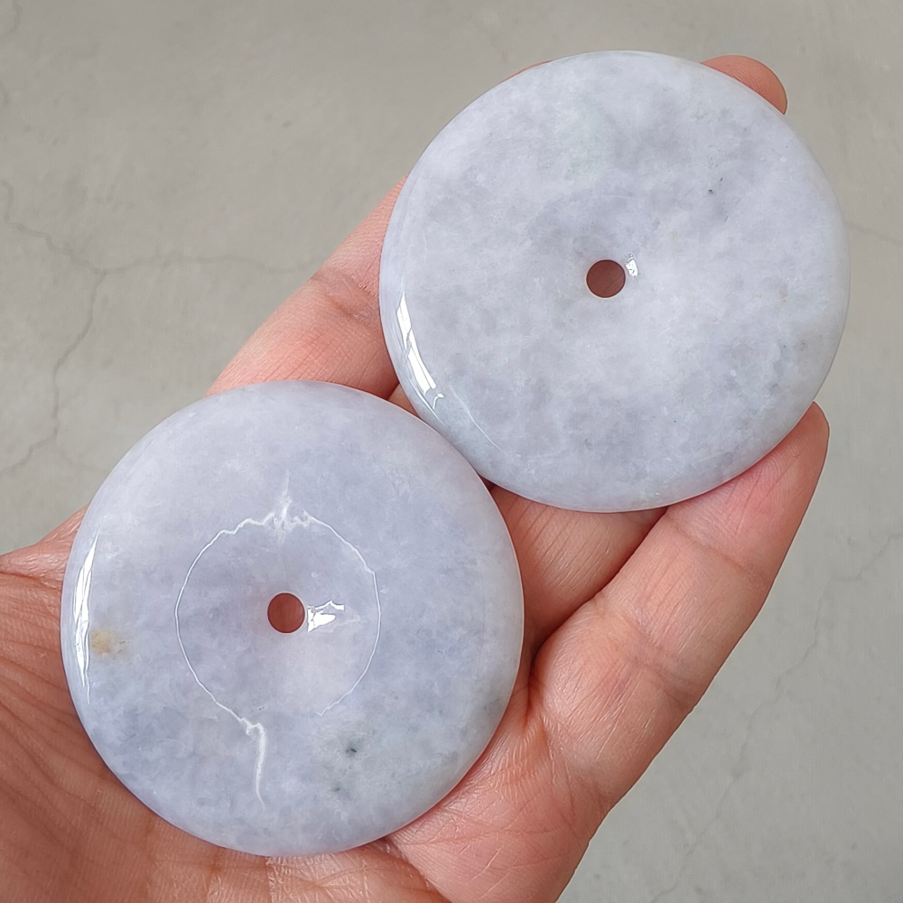 DDP 55-55.5mm Unique Natural Certificated Type A Untreated Icy Lavender Burmese Jadeite Safety Buckle Pendants