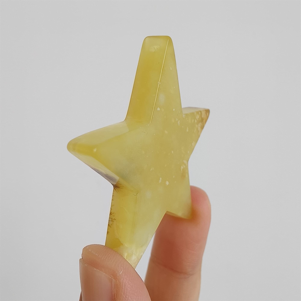 DDP 50mm Unique Untreated Natural Yellow Serpentine Jade Star Pendant
