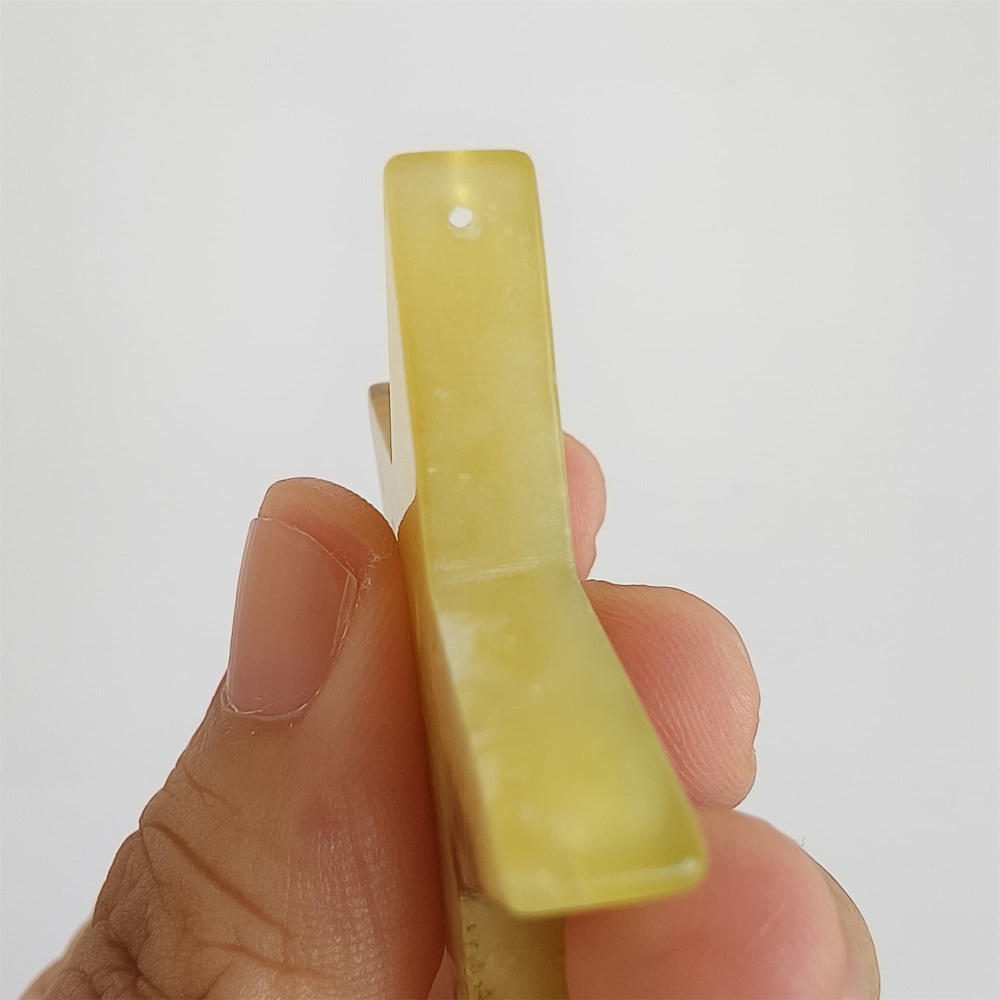 DDP 50mm Unique Untreated Natural Yellow Serpentine Jade Star Pendant