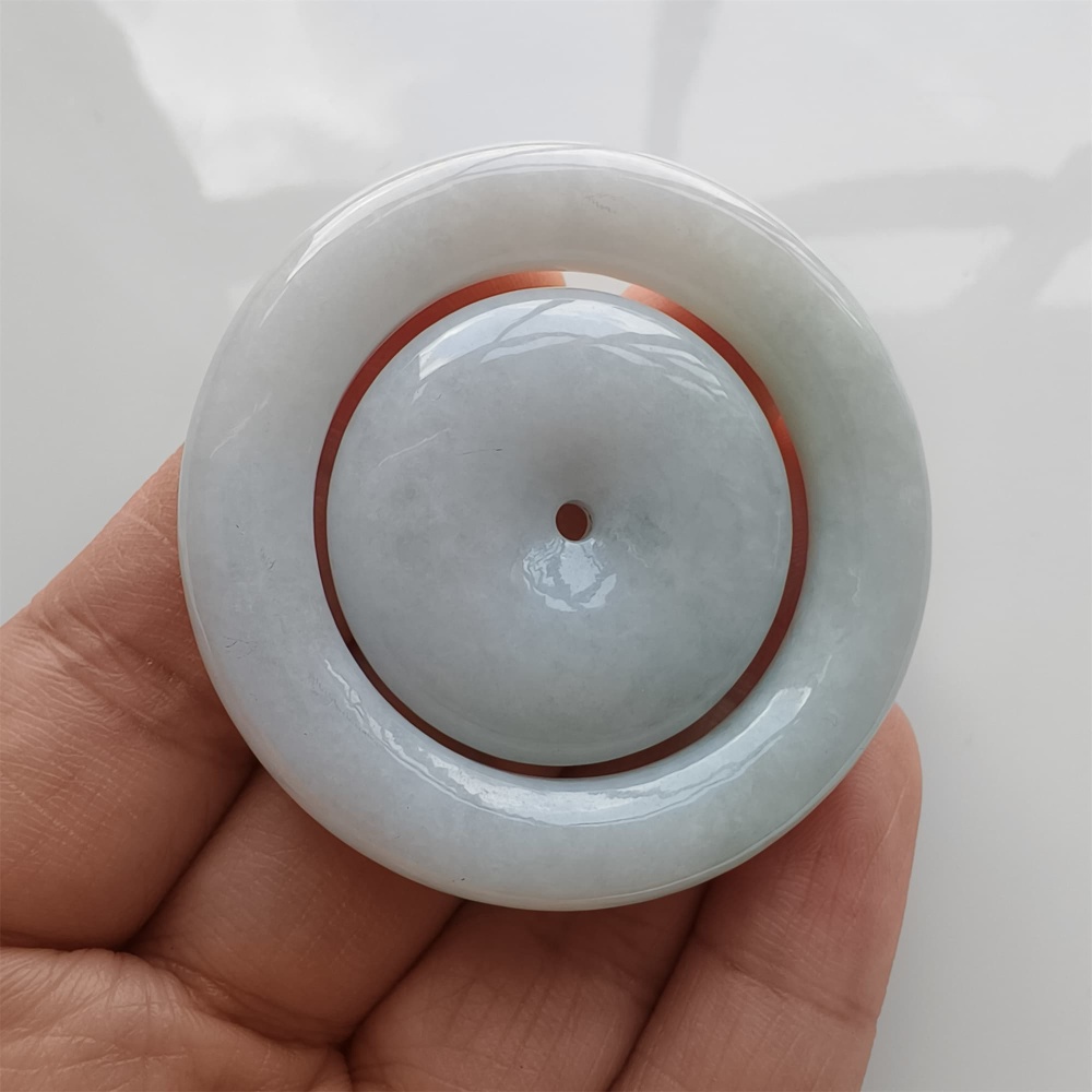DDP 50mm Natural Certificated Type A Light Green Burmese Jadeite Safety Buckle Pendant