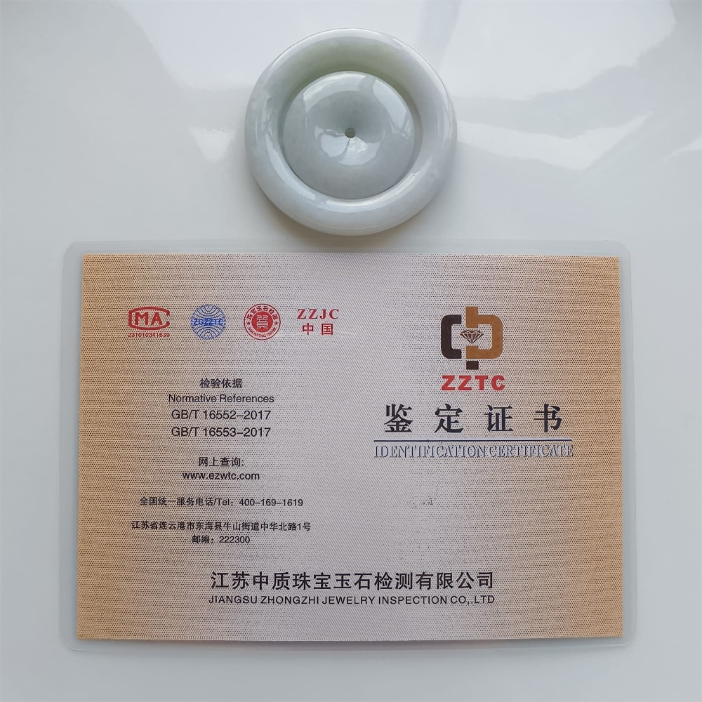DDP 50mm Natural Certificated Type A Light Green Burmese Jadeite Safety Buckle Pendant