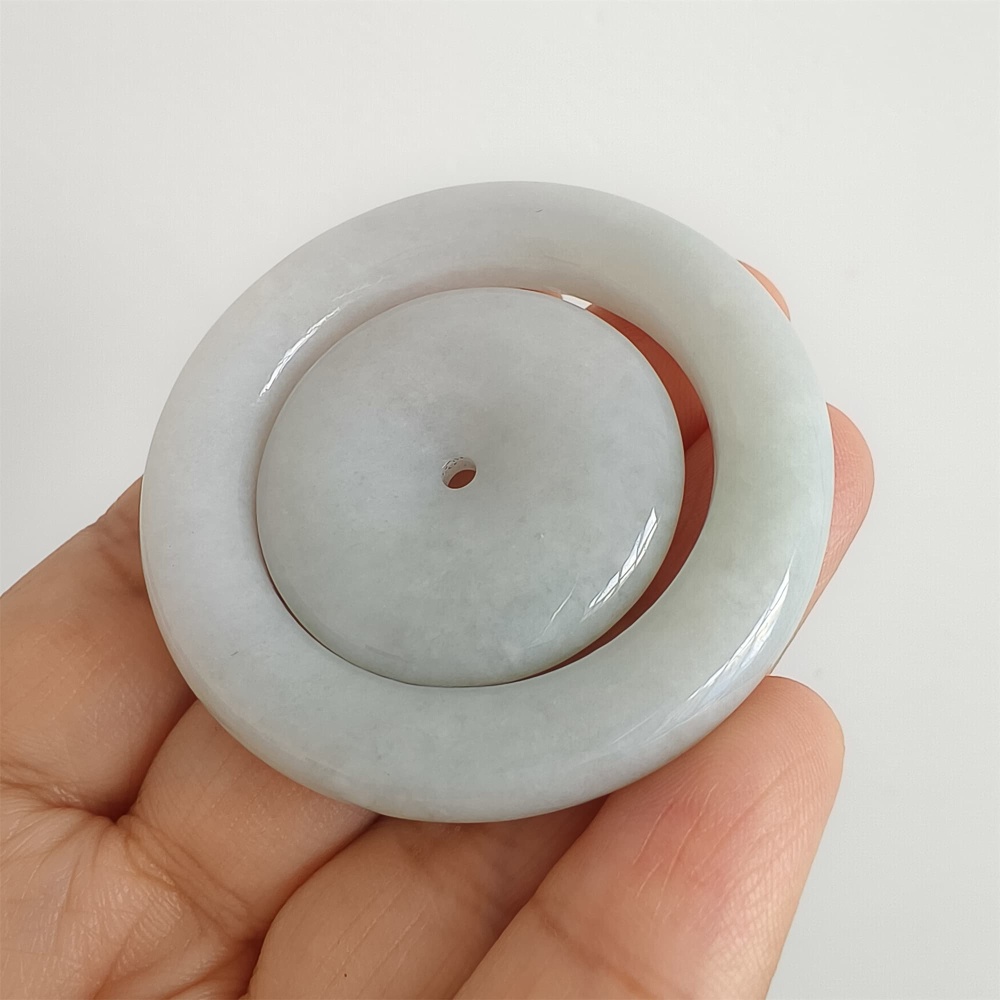 DDP 50mm Natural Certificated Type A Light Green Burmese Jadeite Safety Buckle Pendant