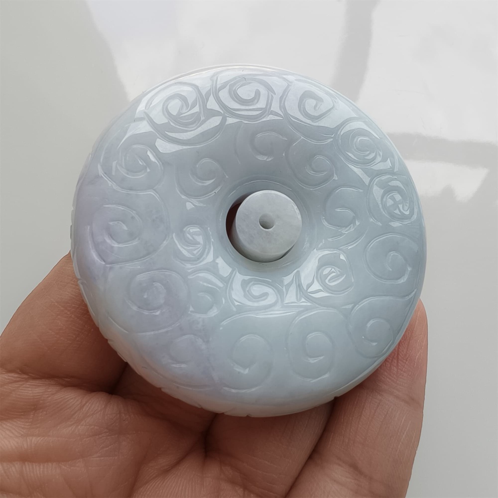 DDP 56mm Natural Certificated Type A Light Green Burmese Jadeite Safety Buckle Pendant