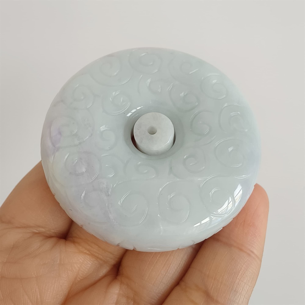 DDP 56mm Natural Certificated Type A Light Green Burmese Jadeite Safety Buckle Pendant