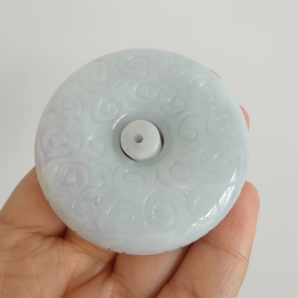DDP 56mm Natural Certificated Type A Light Green Burmese Jadeite Safety Buckle Pendant