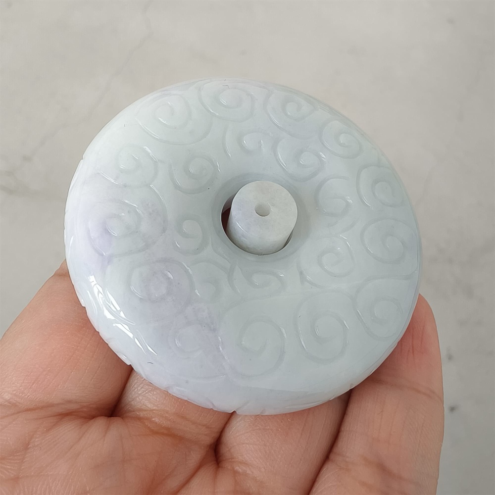 DDP 56mm Natural Certificated Type A Light Green Burmese Jadeite Safety Buckle Pendant