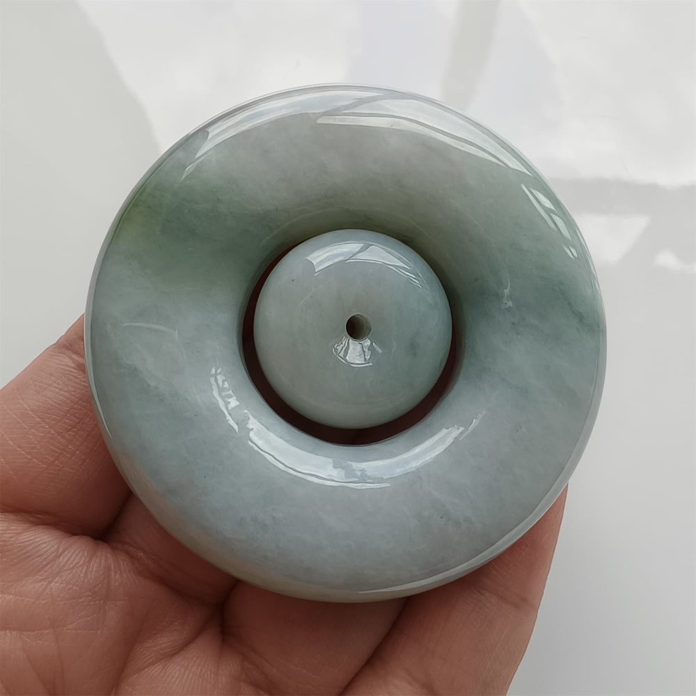 DDP 56.5mm Natural Certificated Type A Light Green Burmese Jadeite Safety Buckle Pendant