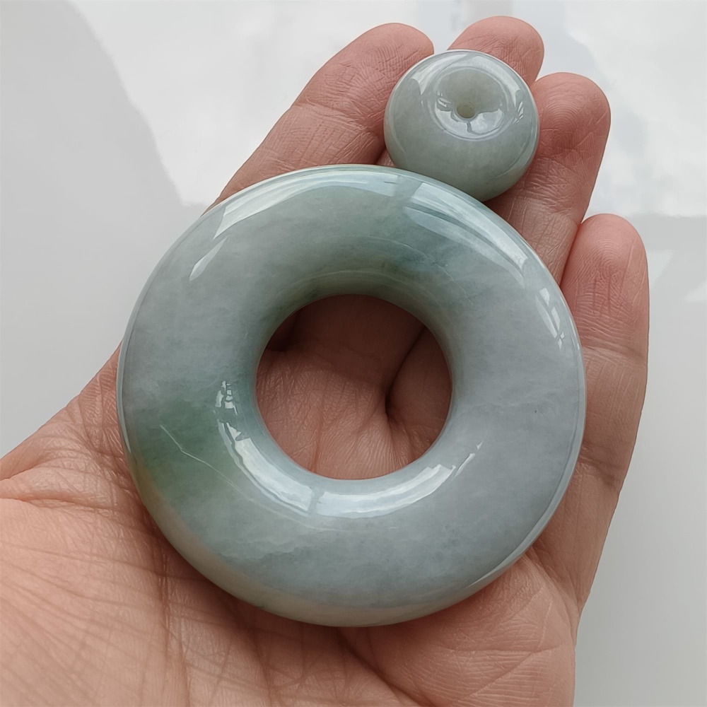 DDP 56.5mm Natural Certificated Type A Light Green Burmese Jadeite Safety Buckle Pendant