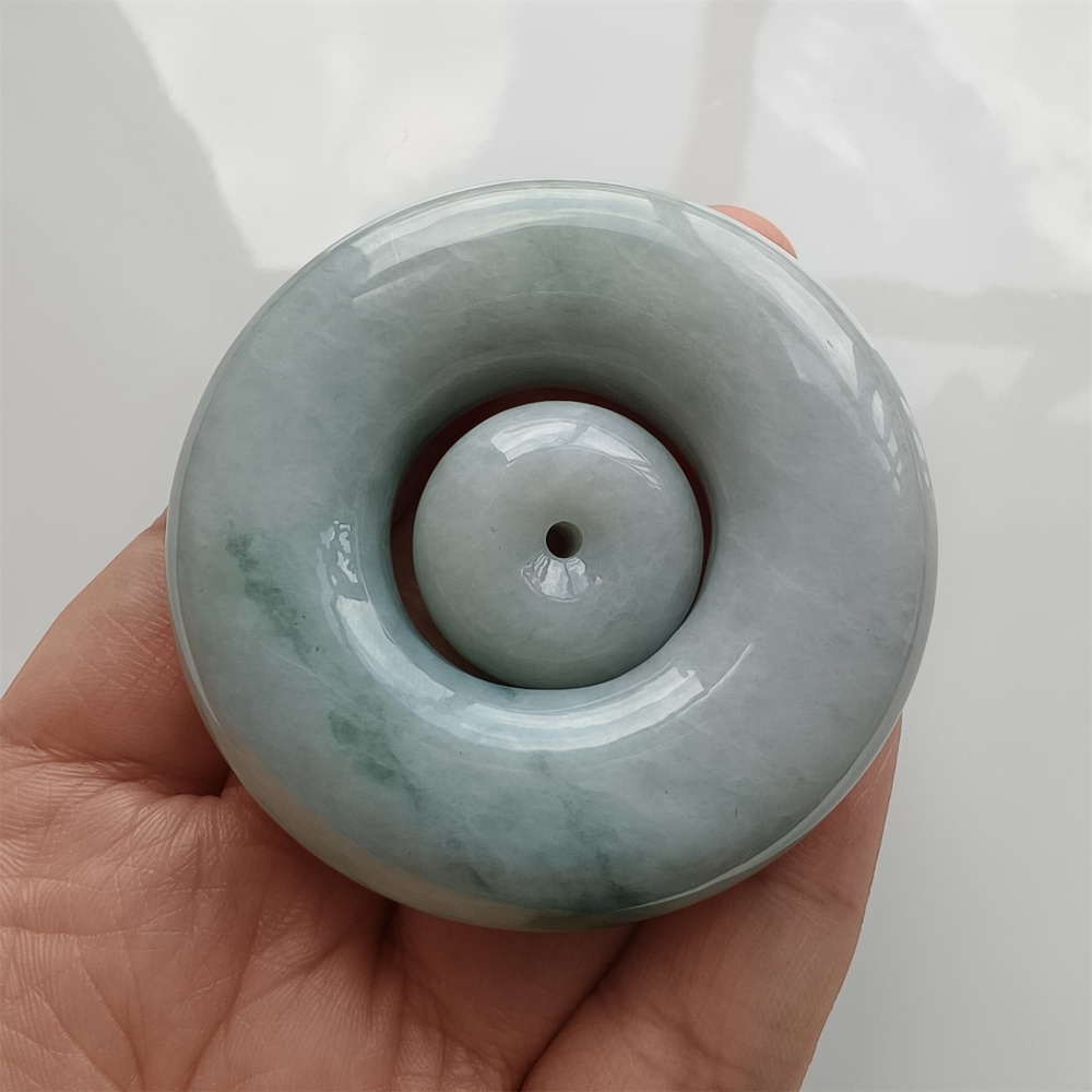 DDP 56.5mm Natural Certificated Type A Light Green Burmese Jadeite Safety Buckle Pendant