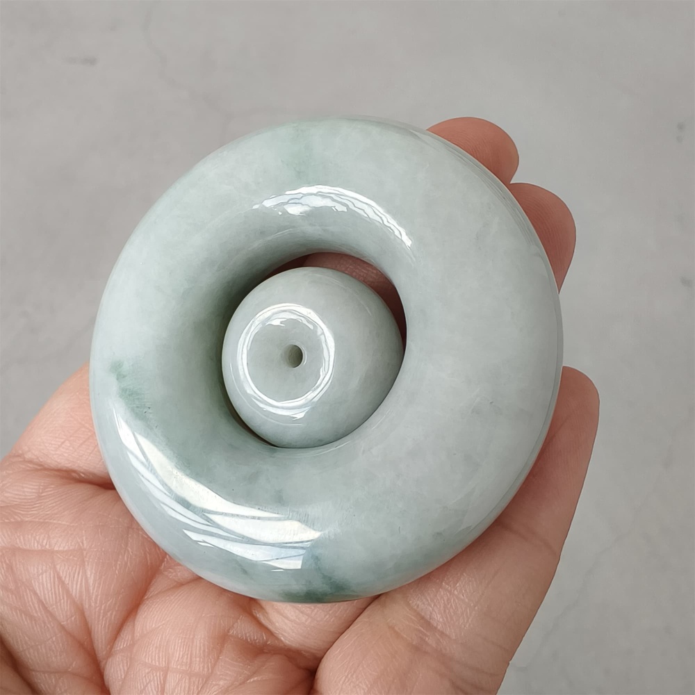 DDP 56.5mm Natural Certificated Type A Light Green Burmese Jadeite Safety Buckle Pendant